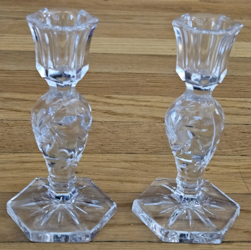 American Cut Eleanor Light Candlestick Set